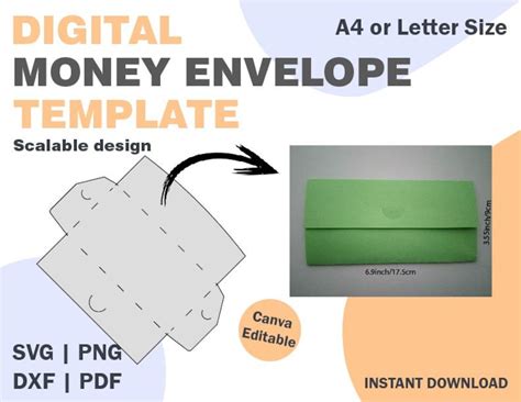 Money Envelope Paper Template, SVG DXF PDF Png Formats, Folding Paper ...