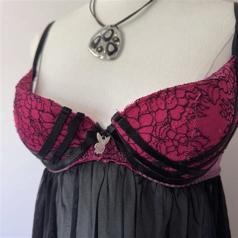 Vintage Playboy Babydoll Mesh Mini Dress Lingerie Depop