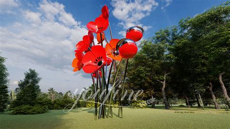 Large Metal Flower Sculpture Red Garden Decor for Sale CSS-849 - YouFine