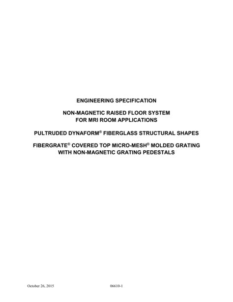 Specification Doc Fibergrate Composite Structures