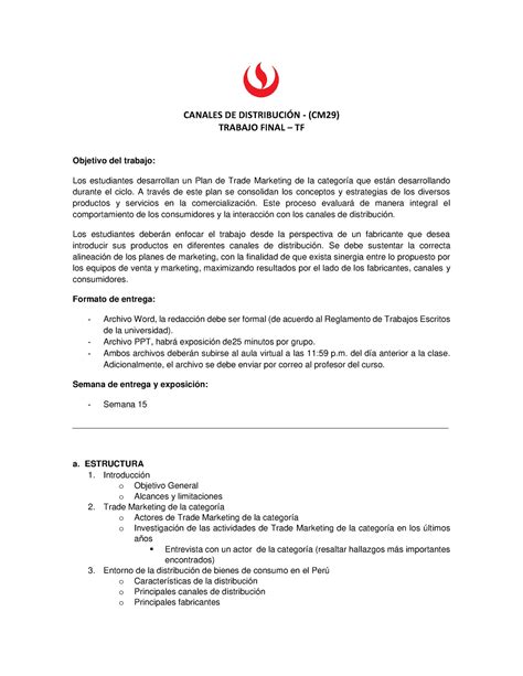 CM29 Trabajo Final y Rúbrica 2023 1 CANALES DE DISTRIBUCIÓN CM29