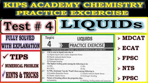 Liquid State Of Matter Chemistry Mcqs Class Kips Academy Practice