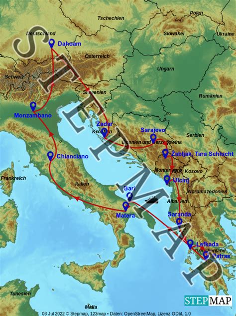 StepMap Balkan 2022 Landkarte für Südosteuropa