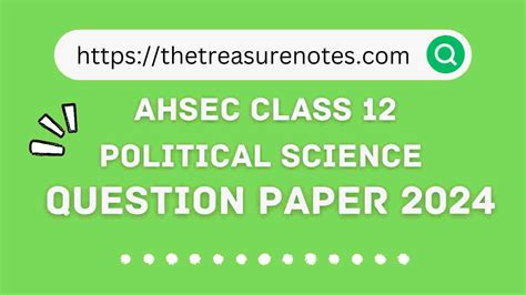 AHSEC Class 12 Political Science Question Paper 2024 HS 2nd Year