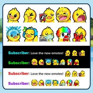 Yellow Duck Twitch Emotes Facepalm Thinking Uno Reverse KEKW Gasp Big