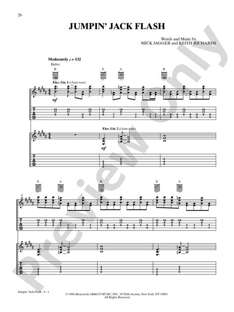 Jumpin Jack Flash Guitar The Rolling Stones Digital Sheet Music