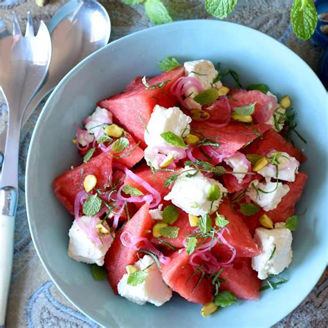 Watermelon Salad With Goat S Cheese And Mint Recipe Woolworths