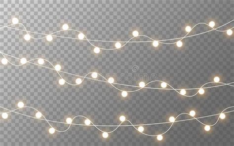 Christmas Lights Isolated Glowing Garlands On Transparent Dark