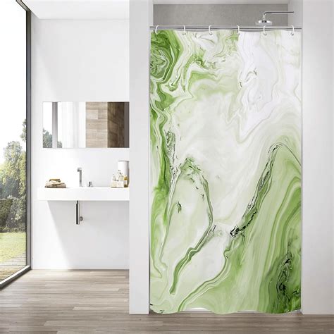 Sage Green Marble Small Stall Shower Curtain X Abstract Ombre