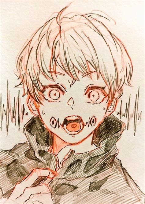 A Drawing Of A Boy With Blood On His Face