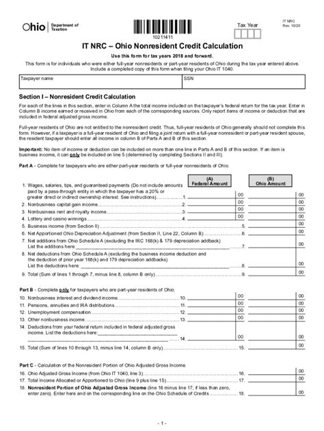 Ohio State Income Tax Form Printable Printable Forms Free Online