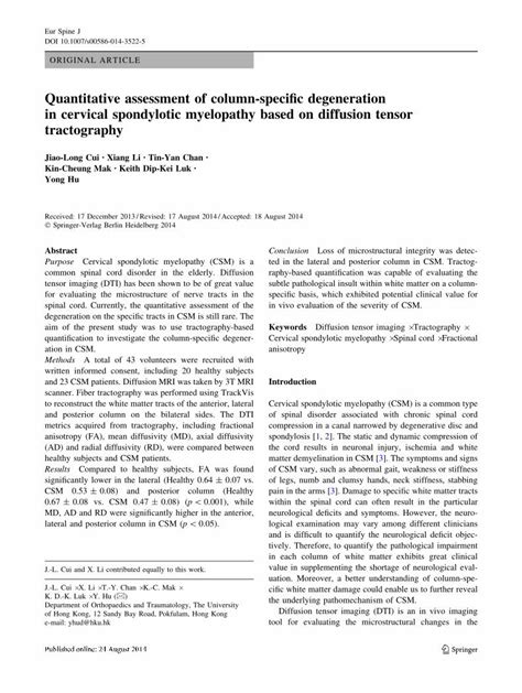 Pdf Quantitative Assessment Of Column Specific Degeneration In