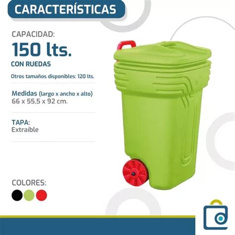 Tacho Basura Recipiente Residuos 150 Lts C Ruedas Colombraro En Venta