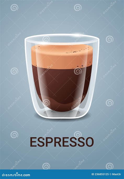 Realistic Coffee In Glass Cup Hot Espresso Drink Stock Vector Illustration Of Drink Realistic