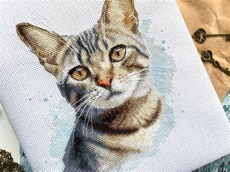 Watercolor Tabby Cat Cross Stitch Pattern Code Ab Bananistitchery