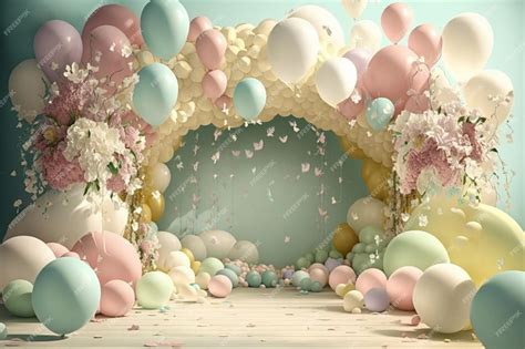 Premium AI Image | A photo of a pink and blue balloon arch with a pink ...