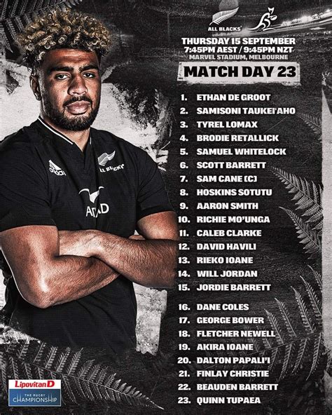 All Blacks Named To Play Lipovitan D Rugby Championship Test Against