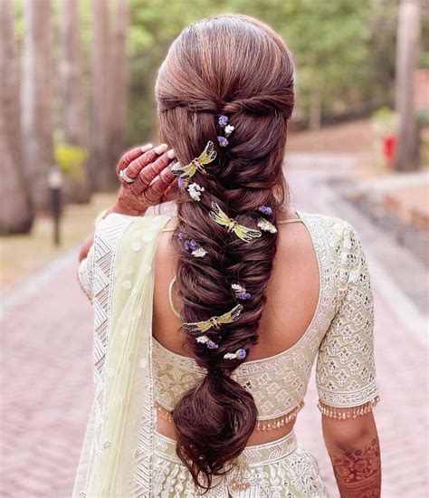 20 Simple And Diy Braid Hairstyles For Your Mehendi Ceremony Long Bridal Hair Bridal Hair Updo