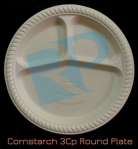 Natural Round 3 Compartment Cornstarch Plate Size 10 Inch At Rs 5 60