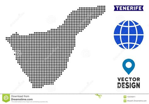 Pixelated Tenerife Spain Island Map Stock Vector Illustration Of