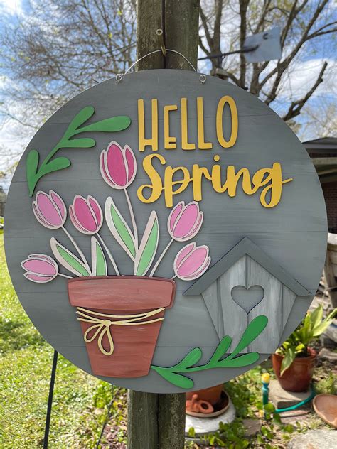 Spring door wreath spring door decorations spring wreath decor wood