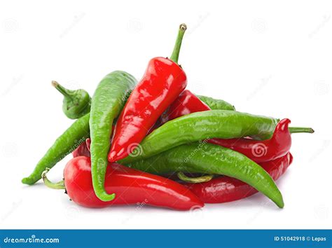 Red Green Chilli Pepper On White Stock Photo Image Of Paprika Color