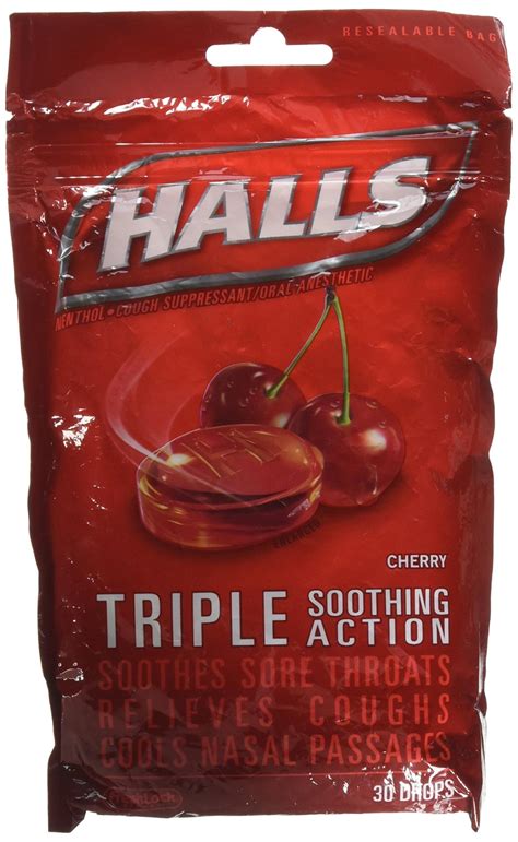 Halls Cough Drops Cherry 28 Drops