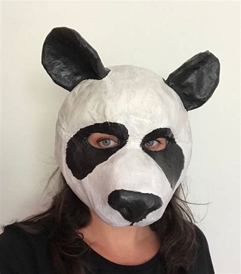 Panda mask/ animal mask/ paper mache animal mask/ masquerade | Etsy