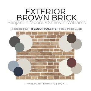 Exterior Paint Palette For Brown Brick Brown Bricks Exterior Etsy