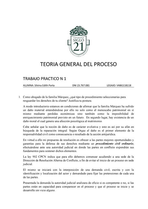 Tp Teoria Gral Del Proceso Teoria General Del Proceso Trabajo