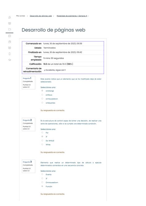 Desarrollo de pagnas web - Desarrollo de páginas web Pregunta 1