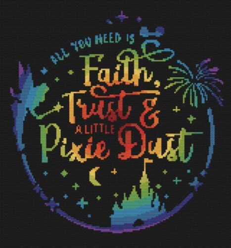 FAITH TRUST AND PIXIE DUST TINKERBELL COUNTED CROSS STITCH PATTERN EBay