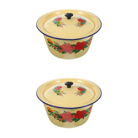 Set Of 2 Salad Bowl Kitchen Hand Washing Bowl Enamel Hand Washing Bowl