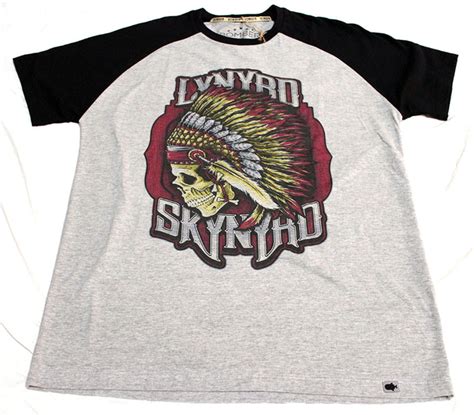 Camiseta Masculina Camiseta Lynyrd Skynyrd Indio Skull Caveira Raglan