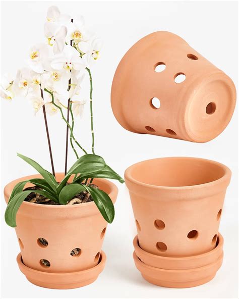 Amazon.com: vensovo 6 Inch Terracotta Orchid Pots with Holes and ...