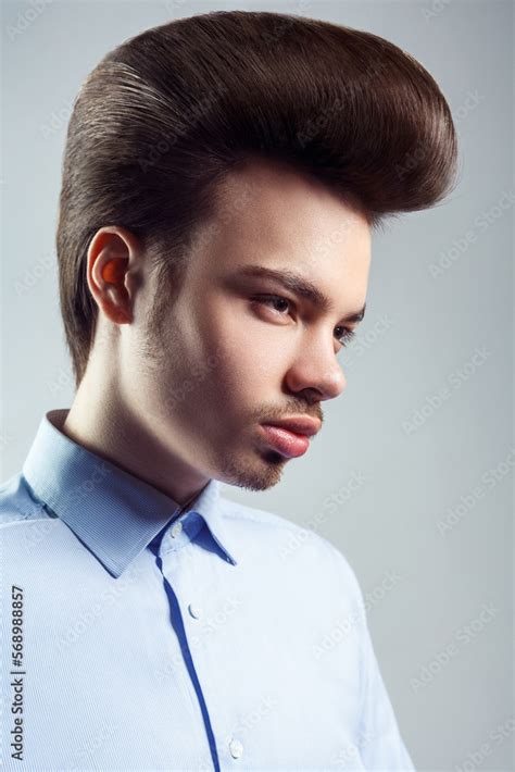 Side view portrait of handsome confident man with mustache and beard ...