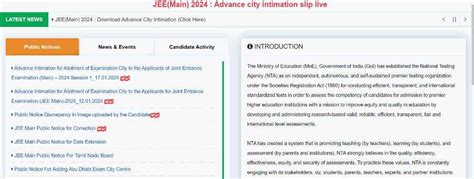 Jee Main 2024 Exam City Allotment Out Admit Card Latest Updates