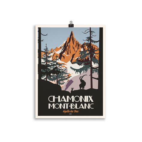 Poster Vintage Chamonix Mont Blanc L Aiguille Des Drus Style ROGER