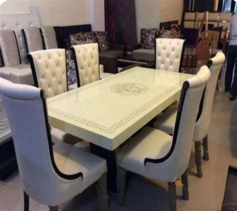 Designer White Dining Table Set at Rs 70000/set | Wooden Dining Table Set in Gurgaon | ID ...