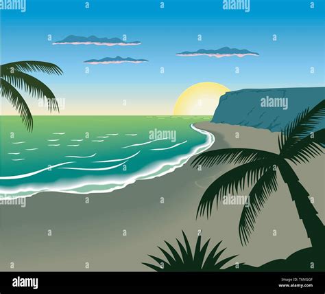 Tropical Beach Vector Illustration Stock Vector Image & Art - Alamy