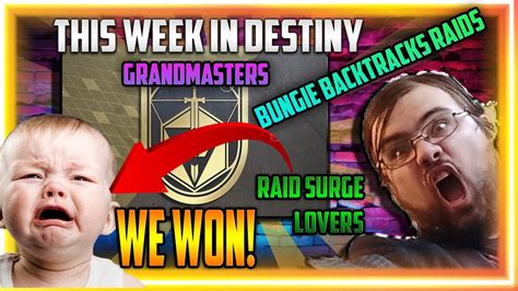 We WON Bungie Changes RAIDS Grandmaster Nightfalls Master Salvations