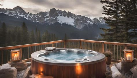 Premium Photo | A hot tub with a view of a mountain range