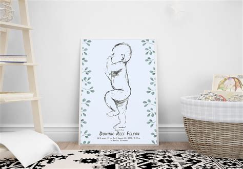 Birth Poster in Scale 1:1 Personalized Baby Posterwatercolor | Etsy