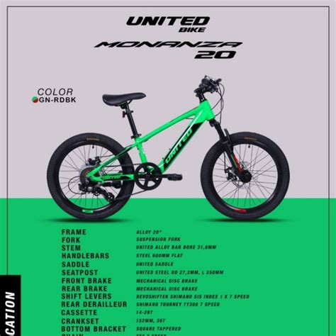 Jual Sepeda Gunung Anak Mtb United Monanza Inch Speed Alloy Di