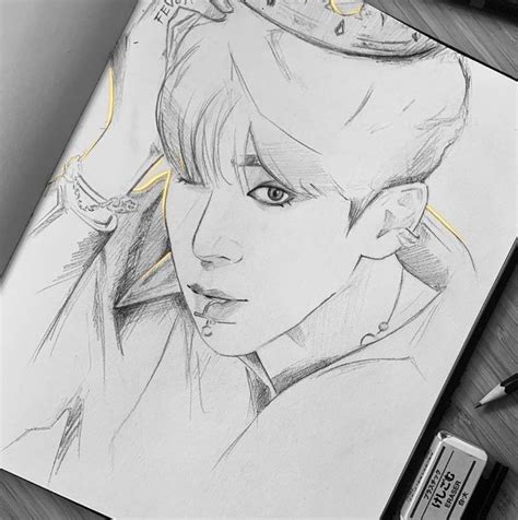 Kpop Fanart Sketching Practice Male Sketch Fan Art Pencil Drawings