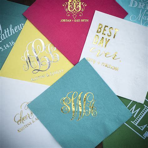 Custom Printed Wedding Cocktail Napkins Gb Design House