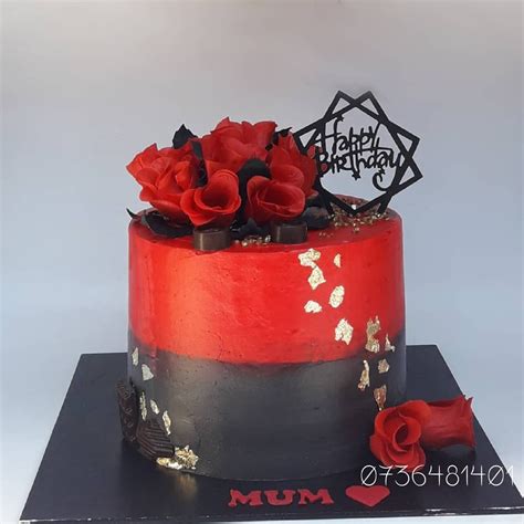 Red and Black Fresh Cream Cake | Harare Zimbabwe Cakes