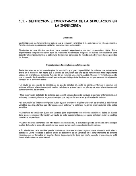 Investigacion De Simulacion 1 DEFINICION E IMPORTANCIA DE LA