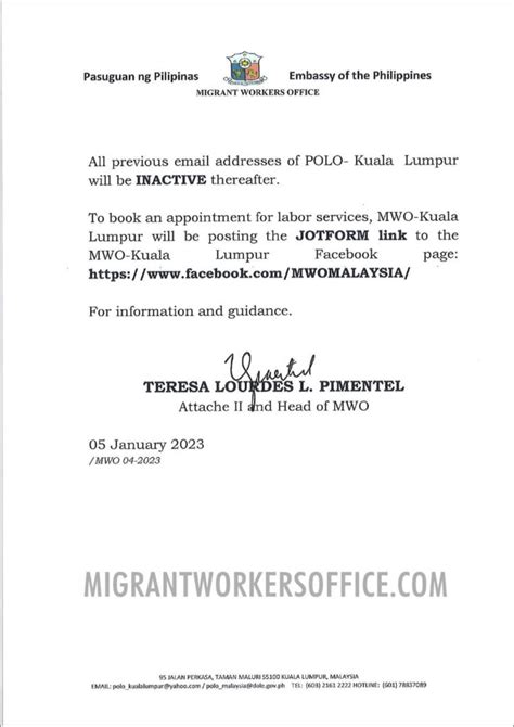 Mwo Malaysia Migrant Workers Office Kuala Lumpur Migrant Workers Office