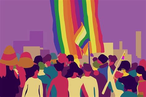 Premium Vector People Expressing Tolerance For Lgbtq Pride Rainbow